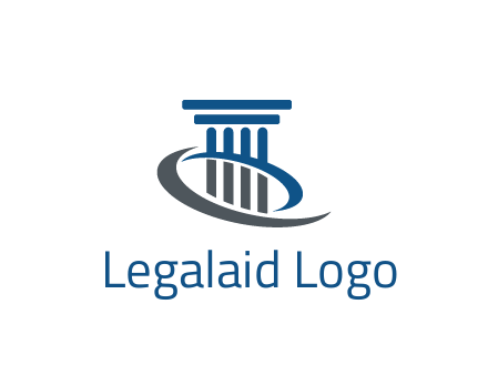 pillar with swoosh around legal logo