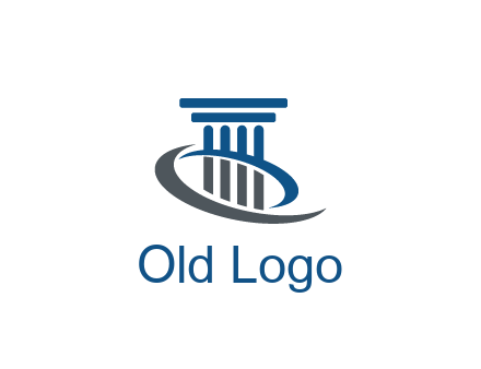pillar with swoosh around legal logo