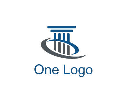 pillar with swoosh around legal logo