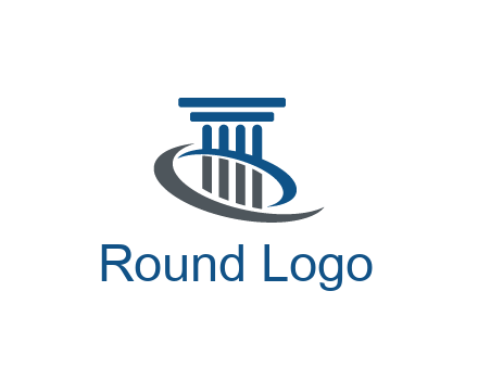 pillar with swoosh around legal logo