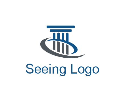 pillar with swoosh around legal logo