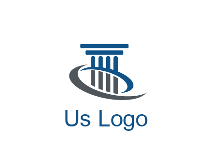 pillar with swoosh around legal logo