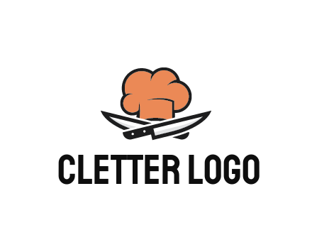 chef hat with knives restaurant logo