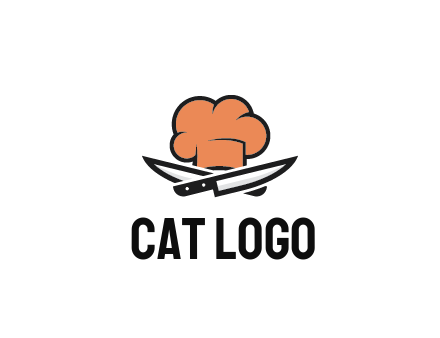 chef hat with knives restaurant logo