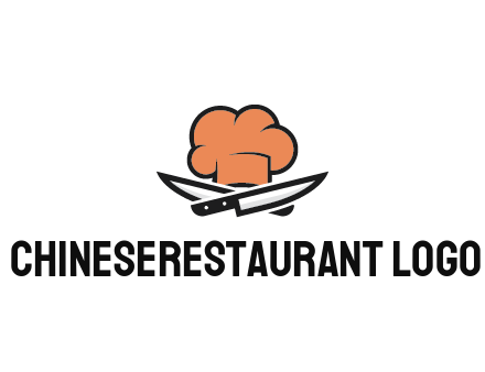 chef hat with knives restaurant logo