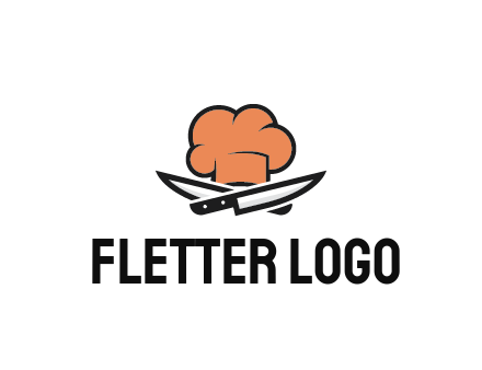 chef hat with knives restaurant logo