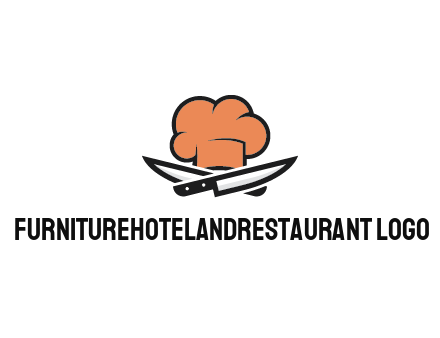 chef hat with knives restaurant logo