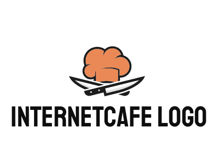 chef hat with knives restaurant logo