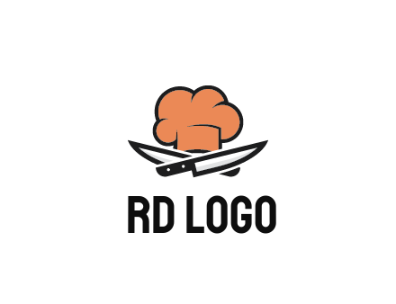 chef hat with knives restaurant logo