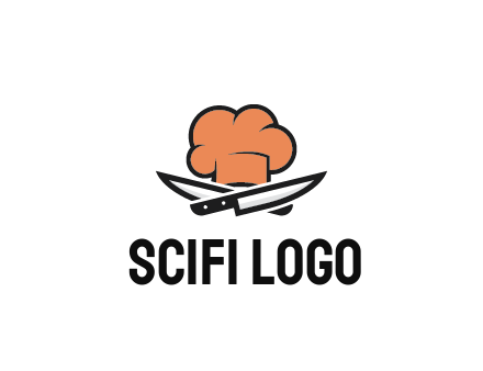 chef hat with knives restaurant logo