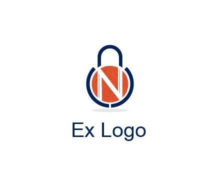 lock with letter N security logo