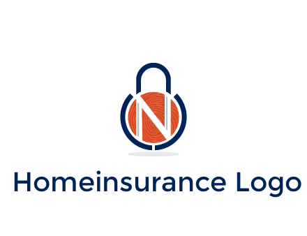 lock with letter N security logo