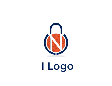 lock with letter N security logo