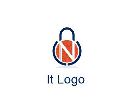lock with letter N security logo