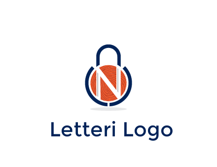 lock with letter N security logo