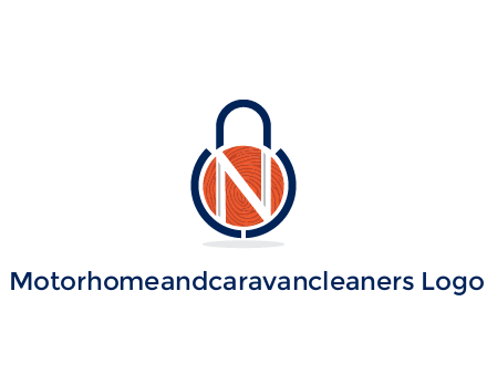 lock with letter N security logo