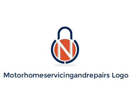 lock with letter N security logo