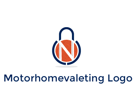 lock with letter N security logo