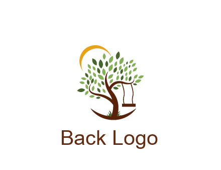 tree with swing and sun nature logo