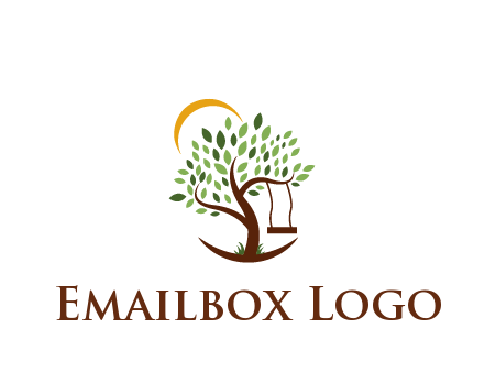 tree with swing and sun nature logo