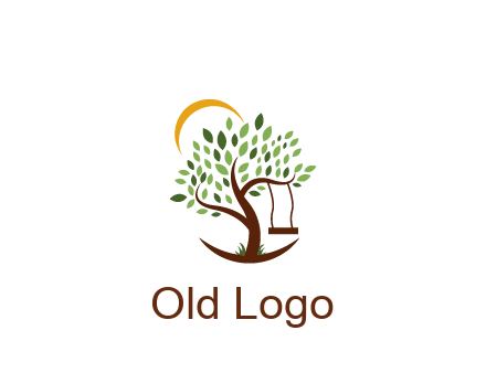 tree with swing and sun nature logo