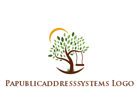 tree with swing and sun nature logo