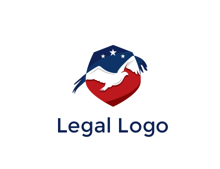 American flag badge with eagle legal logo