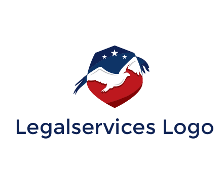 American flag badge with eagle legal logo