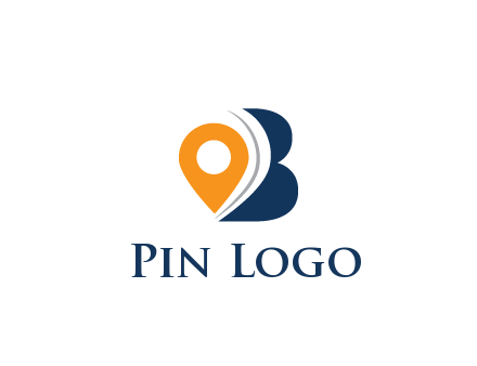 map pin with abstract letter B travel logo