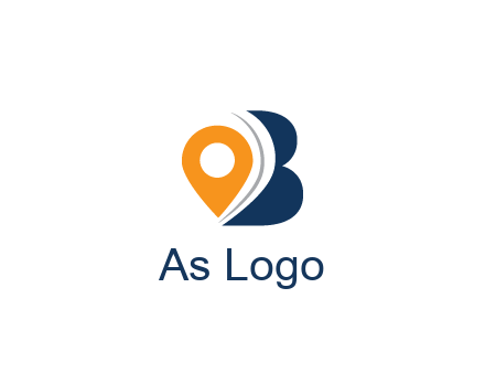 map pin with abstract letter B travel logo