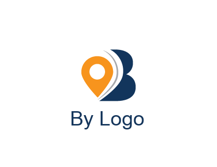 map pin with abstract letter B travel logo