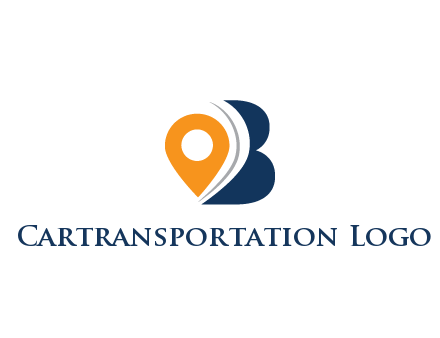 map pin with abstract letter B travel logo