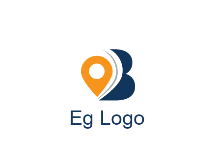 map pin with abstract letter B travel logo