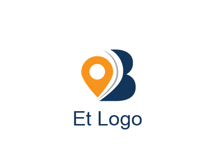 map pin with abstract letter B travel logo