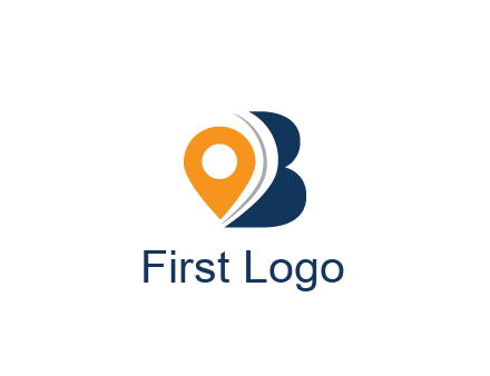 map pin with abstract letter B travel logo