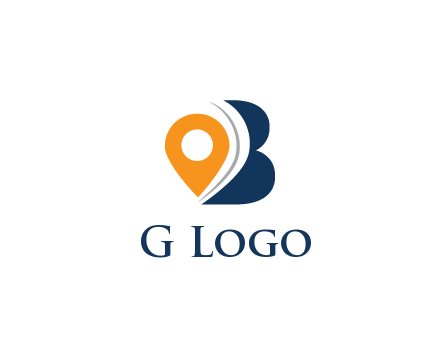 map pin with abstract letter B travel logo