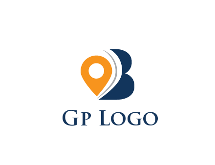 map pin with abstract letter B travel logo