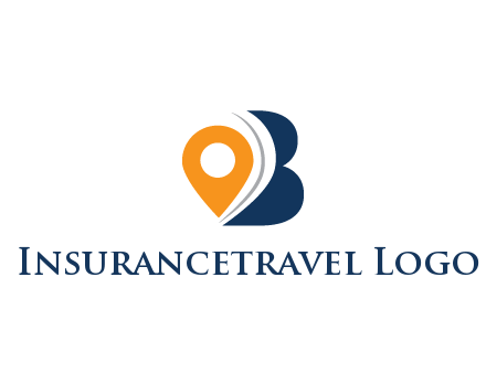 map pin with abstract letter B travel logo