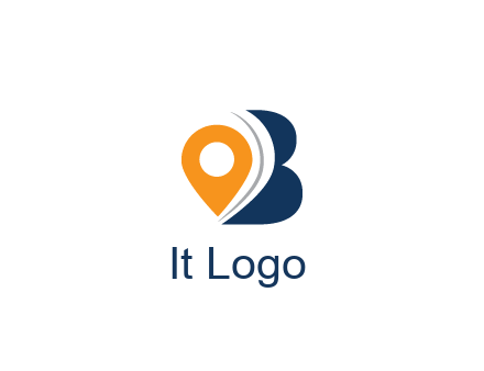 map pin with abstract letter B travel logo