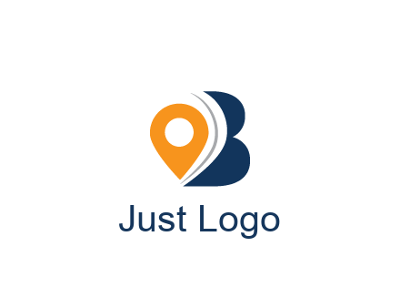 map pin with abstract letter B travel logo