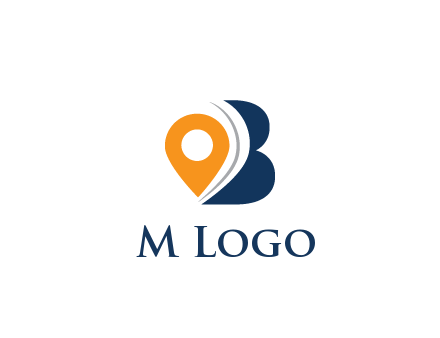 map pin with abstract letter B travel logo