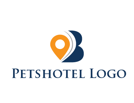 map pin with abstract letter B travel logo