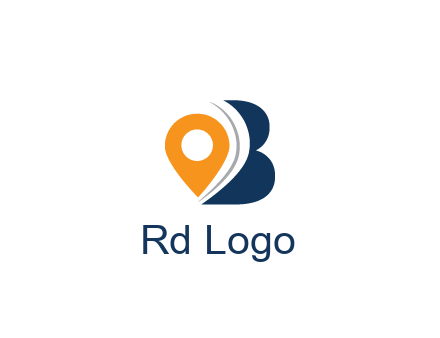 map pin with abstract letter B travel logo