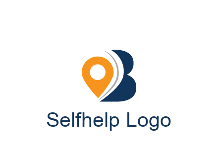 map pin with abstract letter B travel logo