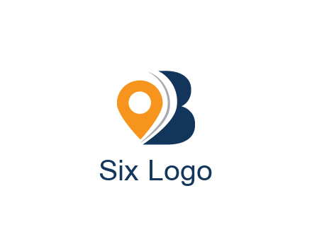 map pin with abstract letter B travel logo