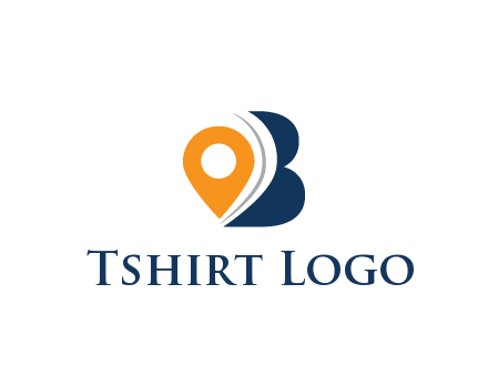 map pin with abstract letter B travel logo