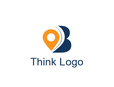 map pin with abstract letter B travel logo