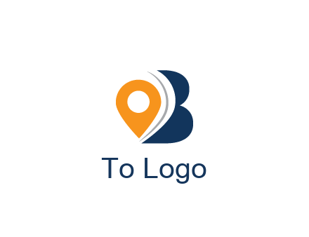 map pin with abstract letter B travel logo