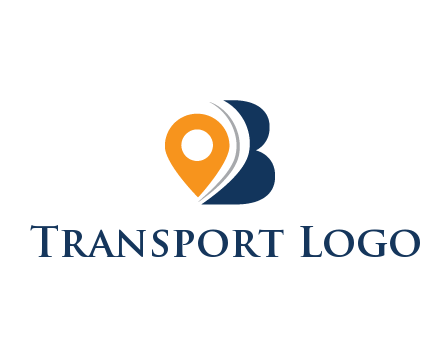 map pin with abstract letter B travel logo