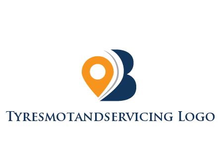 map pin with abstract letter B travel logo